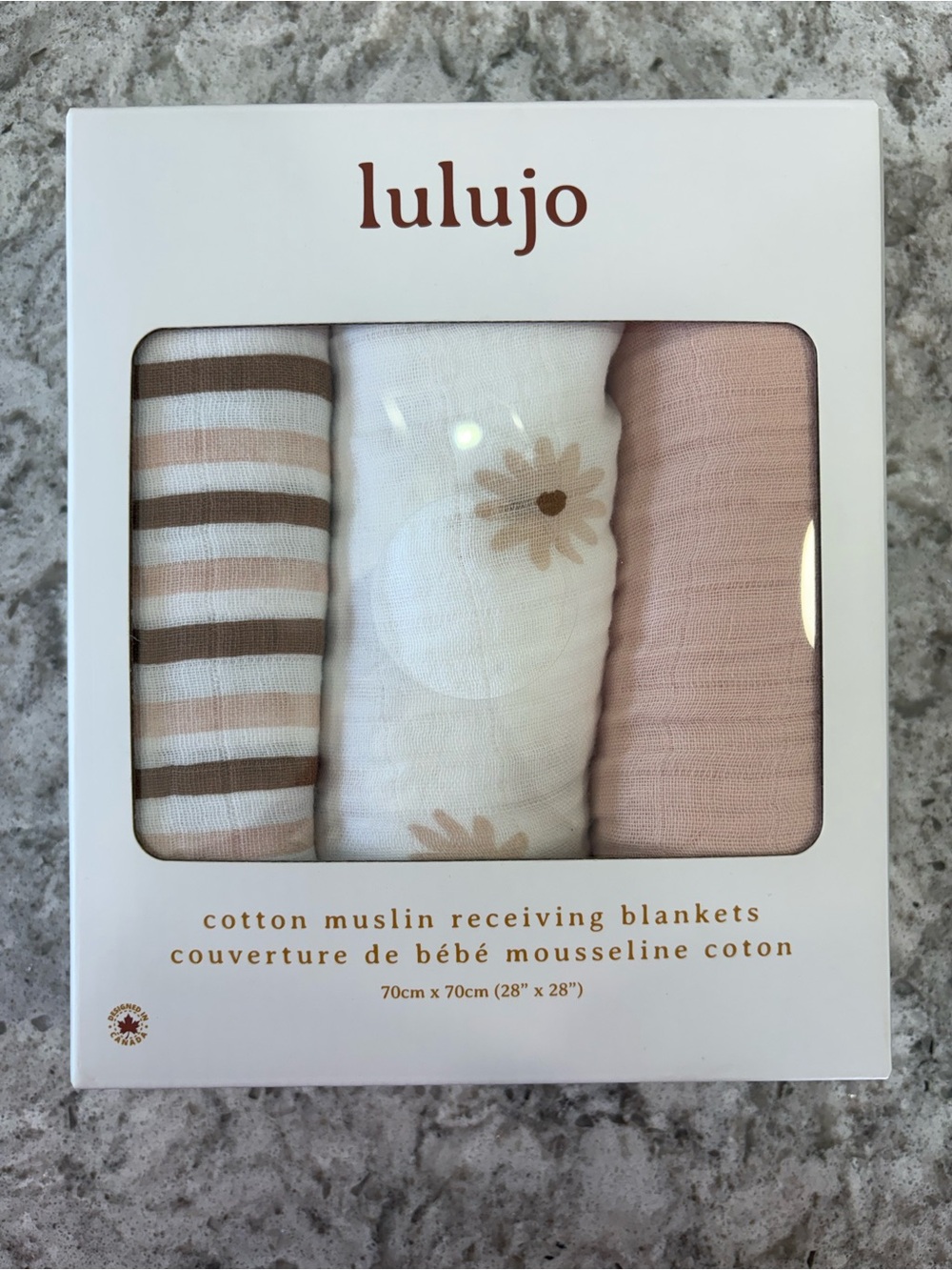 lululejo baby girl Cotton Muslin receiving blankets- Blush Stripe & Floral Set